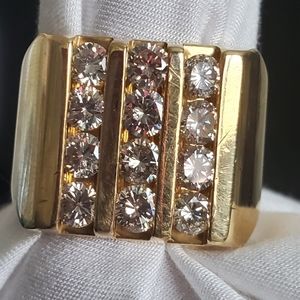 14K YELLOW GOLD DIAMOND MENS RING 2.45TCW Diamonds, 27.5 Grams Gold sz 10.5